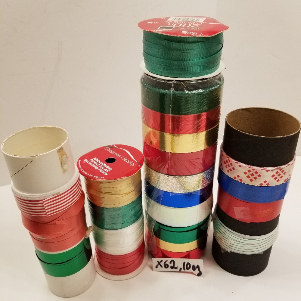 Huge Lot of Many Christmas & All Occasions Curling Red White Green Ribbons Holid
